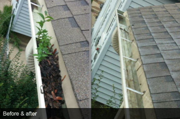 before & after gutter cleaning